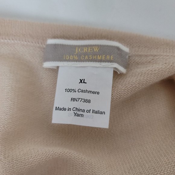 J. Crew 100% Cashmere Sweater Cardigan Light Biege Ivory Size XL - Picture 3 of 5